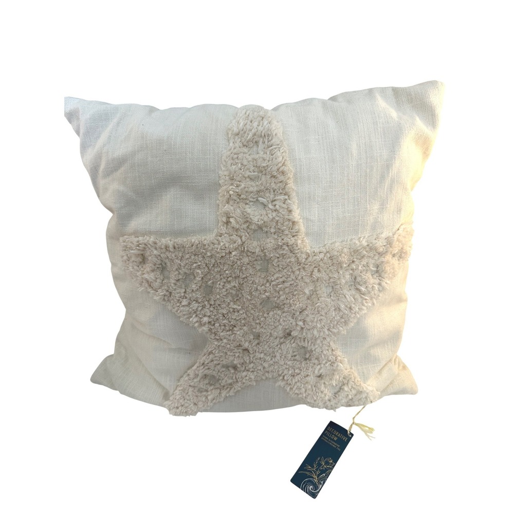 Sandbar Collective Cream Tufted Starfish Decorative Pillow New with tags!